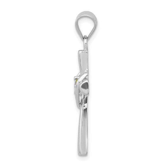 Sterling Silver  Peridot August Birthstone Heart Cross Ladies Charm Pendant - Picture 2 of 4